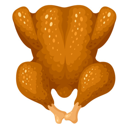 Grilled chicken carcass fresh fried rooster brown culinary food vector flat illustrationのイラスト素材
