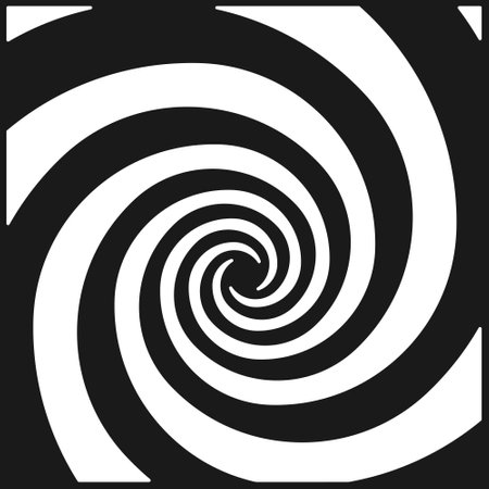 Hypnotic spiral background black and white twisted abstract optical illusion vector flat