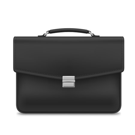 Black briefcase business bag accessory for document carrying realistic vector illustrationのイラスト素材