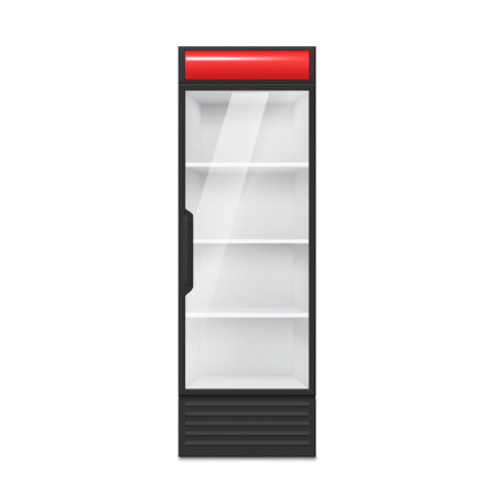 Commercial refrigerator empty fridge supermarket shop showcase realistic vector illustrationのイラスト素材