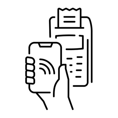 NFC wireless payment technology icon allowing contactless transactions anywhere using smartphonesのイラスト素材