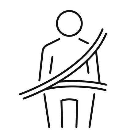 Fasten your seat belt icon with a simplified image of a person wearing a seat belt, emphasizing the importance of wearing a seat belt while drivingのイラスト素材