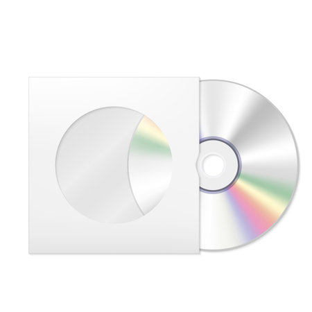 Vector depiction of a compact disc with a minimalistic cover design featuring a circular cutoutのイラスト素材