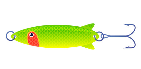 Bright fishing balancer designed for fishing, has the shape of a fish with hooks, ideal for attracting various types of fish during fishing.のイラスト素材