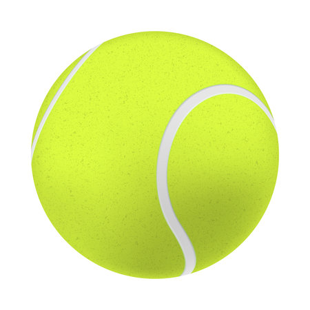 An illustration of a vibrant tennis ball on a clean white background, showcasing realistic texture and detail, highlighting the distinctive feature of the sports ball.のイラスト素材