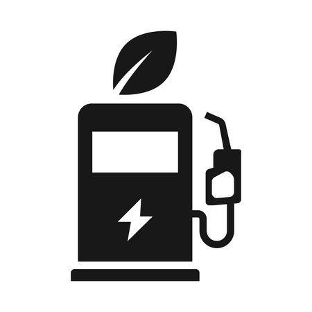 Biofuel icon showing a fuel dispenser with a leaf symbol and energy icon for renewable energy representationのイラスト素材