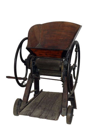 old machine isolated on whiteの写真素材