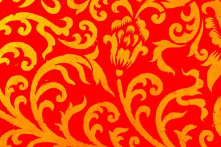 Tradition Thai art pattern on the church door in Thai temple, Thailandの写真素材