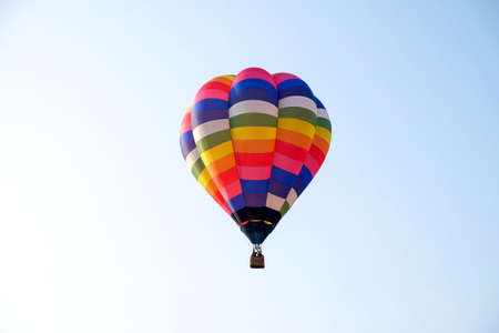Hot air balloon flying on skyの写真素材