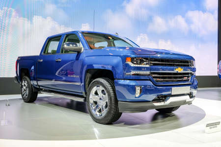 Nonthaburi-Thailand MAR 30 2017: CHEVROLET SILVERADO 1500 on display at The 38th Bangkok International Motor Show 2017 on MAR 29 - 9 APR 2017 at IMPACT Challengerのeditorial素材