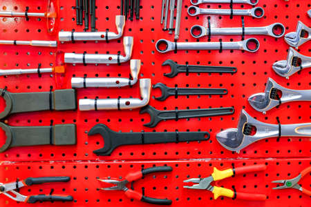 Close-up a wrench set, a tool kits for technicians to repair machinery, vehicles and other