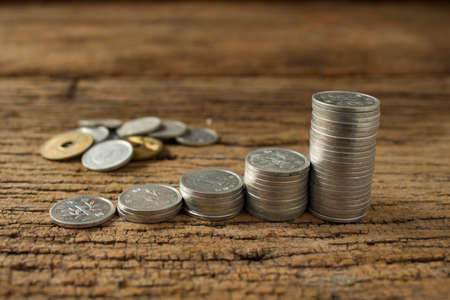 stack of coins ,one yen coins ,coins of japan for business and money concept.の写真素材