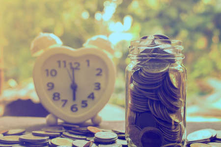 saving money ,stack money coin in glass concept for  financialの写真素材