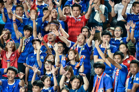 BANGKOK THAILAND NOV12: 2015 Unidentified fans of Thailand supporters during the Fifa World Cup Group F qualifying Match between Thailand and Chinese Taipei at Rajamangala Stadium in Thailand.のeditorial素材