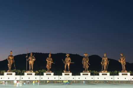 HUA HIN ,THAILAND - Dec11,2015 :Ratchapak Park and the statues of seven former Thai kings were constructed by the Royal Thai Army under royal permission from His Majesty King Bhumibol Adulyadejのeditorial素材