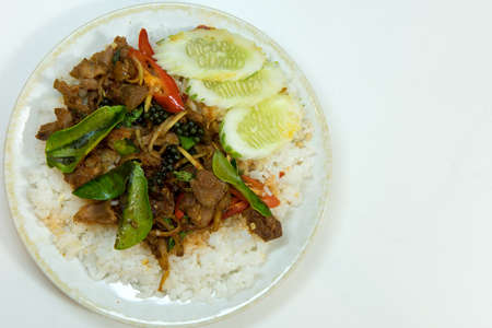 Fried spicy  boar pattern thailand food style , isolatedの写真素材