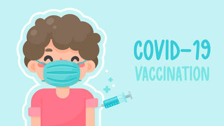 A syringe containing a vaccine against the virus The concept of vaccination against covid-19のイラスト素材