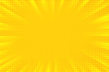 Abstract background cartoon comic zoom yellow rays light diffused with halftone dots.のイラスト素材