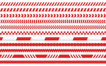 Quarantine tape. Red tape for separating entrance areas.isolate on white background.のイラスト素材