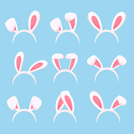 Cute bunny ears headband in various shapes Easter bunny costume accessoriesのイラスト素材