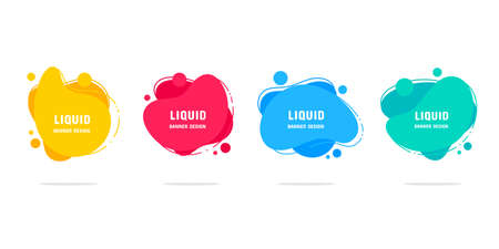 Set of banners graphic elements flowing liquid shapes and modern abstract geometric lines.のイラスト素材