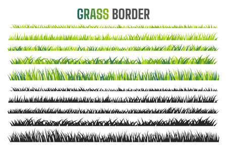 Grassland border vector pattern Green lawn in spring The concept of caring for the global ecosystemのイラスト素材