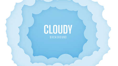 Bright sky background with cloudy. Beautiful and Simple Blue Sky Vector Designのイラスト素材