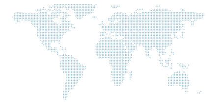 Dotted world map.The vector halftone circles that form the world map. Vector design illustration.