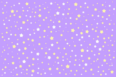 Lots of glittering yellow stars on a lovely pastel purple background for babies.のイラスト素材
