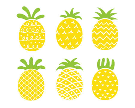 Pineapple design Yellow fruit is refreshing. For decorating work in the summer.のイラスト素材