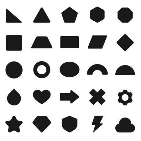 Basic geometric shapes. Simple circular triangle square shape wireframe border.のイラスト素材