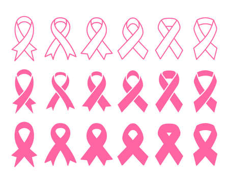 Vector pink ribbon cross Breast cancer day sign in women Cancer fighting ideasのイラスト素材