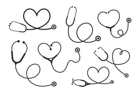 Stethoscope nurse. A medical stethoscope that curls into a heart shape Health care concept.のイラスト素材