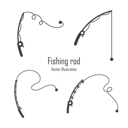 Vector fishing hook silhouette The concept of fishing lovers Isolated on white backgroundのイラスト素材