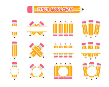 Vector Yellow Wooden Pencil With Eraser Back With a label for adding text.のイラスト素材
