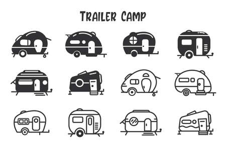 Camper trailer icon. Camper isolate on white background.のイラスト素材