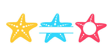 Beach starfish for summer Leave space for adding text. Isolated on white background.のイラスト素材