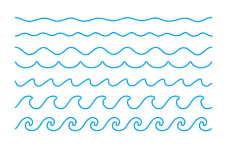 Water wave vector. Waves swaying in lakes and oceans Isolated on white backgroundのイラスト素材