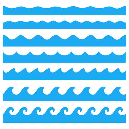 Water wave vector. Waves swaying in lakes and oceans Isolated on white backgroundのイラスト素材