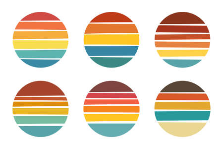 Retro sunset vector design. Vintage summer seaside sunset Isolated on white background.