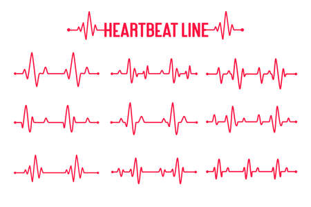 Heartbeat graph vector set Concept of helping patients and exercising for health.