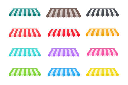 Vector shop awning. Rain protection awning for franchise stores The idea of ââopening an online storeのイラスト素材