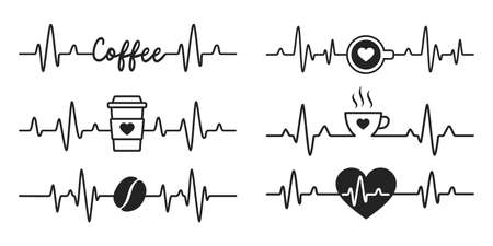 Heartbeat vector Graphs of a fast heartbeat from caffeinated morning coffee.のイラスト素材