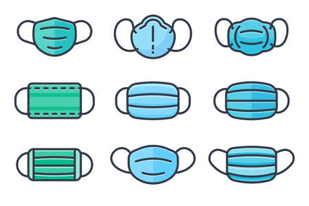 face mask icon. Medical mask for preventing the virus in patients with high fever.のイラスト素材