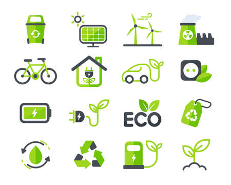 Eco icon. Ecology vector design The concept of caring for the environment by using natural energy.のイラスト素材