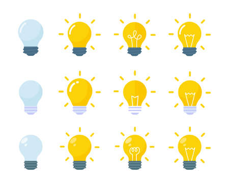 Light bulb icon. Light bulb ideas and creativity. Analytical Thinking for Innovation Processingのイラスト素材