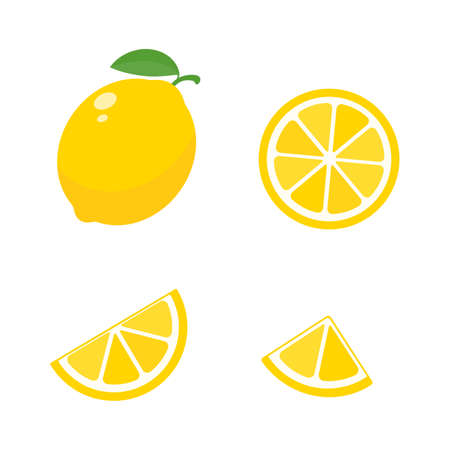 Sour yellow lemons. High vitamin C lemons are cut into slices for summer lemonade.のイラスト素材