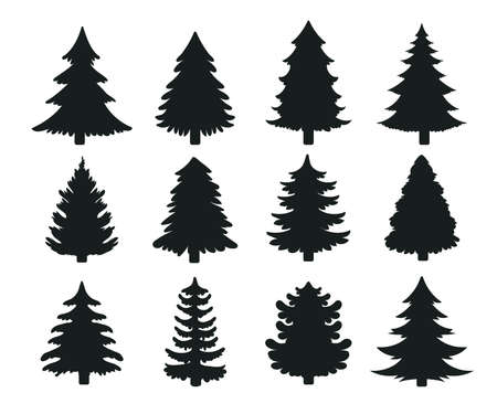 Christmas Tree Silhouette Vector For decorating with gifts and stars on Christmas Eveのイラスト素材