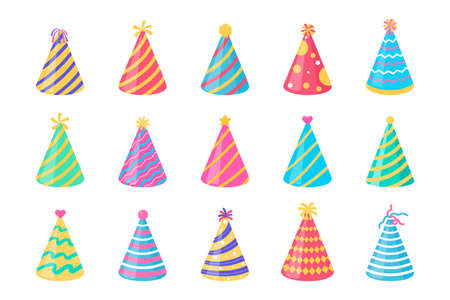 Vector party hat. colorful conical hat For wearing in the New Year's party.のイラスト素材