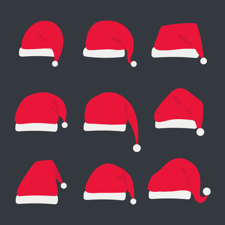 Santa hat. A knitted hat for snow protection during the Christmas season.のイラスト素材